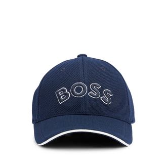 HUGO BOSS Geborduurde Logo Pique Baseball Cap (Donkerblauw)