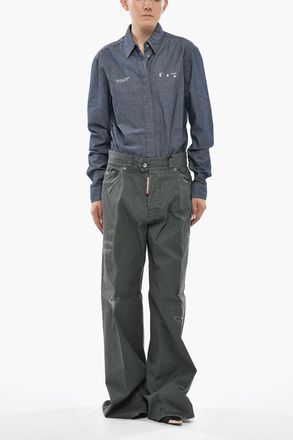 Dsquared2 Jeans in Cotone Leggero Effetto Vintage a Gamba Larga 332cm Dsquared2