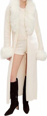Show me your Mumu Stormi Cable Knit Fur Cardigan In Snow