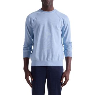 Bugatchi Tipped Cotton Blend Crewneck Sweater in Ice at Nordstrom Rack, Size Xx-Large