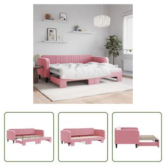 vidaXL Vidaxl Sof&aacute; Cama Nido Terciopelo Rosa 90x200 Cm