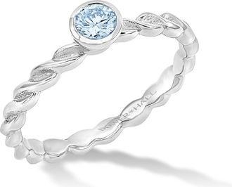 Dower & Hall 14k Twist Narrative Ring with 4mm Aquamarine