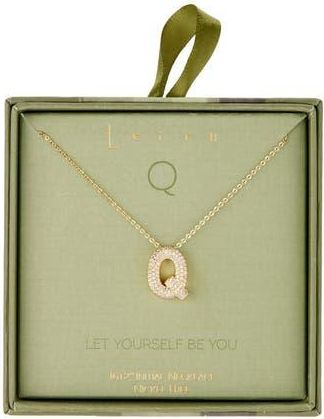 Leith Pavé Cubic Zirconia Initial Pendant Necklace in Q- Clear- Gold at Nordstrom Rack