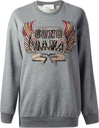3.1 Phillip Lim Grey marl cotton jersey Sono Mama embellished sweatshirt Size S