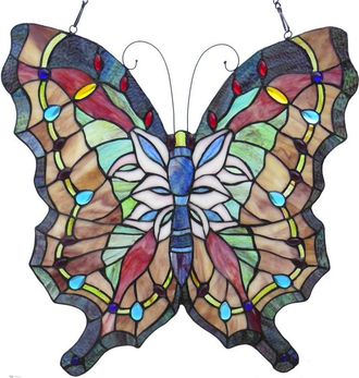 Chloe Lighting PAPILIO Tiffany-glass Butterfly Window Panel 22x22