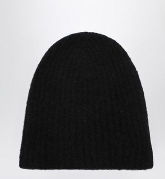 Roberto Collina Black cashmere ribbed beanie