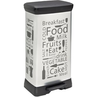 Curver Curver - Papelera De Pedal Deco Bin 50l, 39 X 29 X 73 Cm, Estampado Cocina (205873)