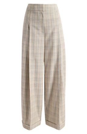 BOSS Telda Plaid Pleated High Waist Pants in Sea Blossom Plaid at Nordstrom, Size 12