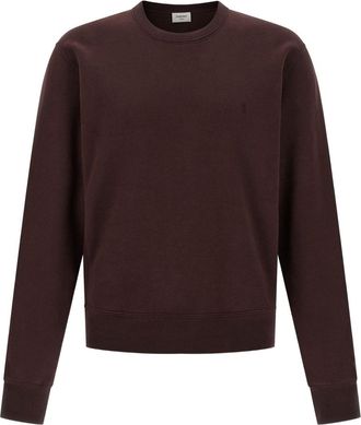 Saint Laurent Mens Cassandre Cotton Sweatshirt - Dark Brown - Size X-Large