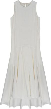 P.A.R.O.S.H. Sleeveless Midi Dress With Ruffled Hem And Round Neckline