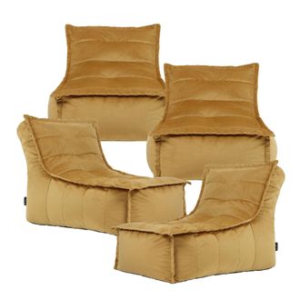 Icon Brand Dolce Large Beanbag Lounger, Velvet (4-Pack) in Yellow