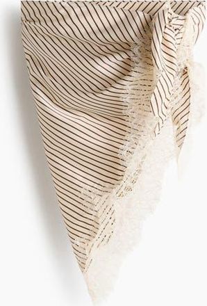 H&M Lace-trimmed Triangle Scarf in Light Beige/striped at Nordstrom
