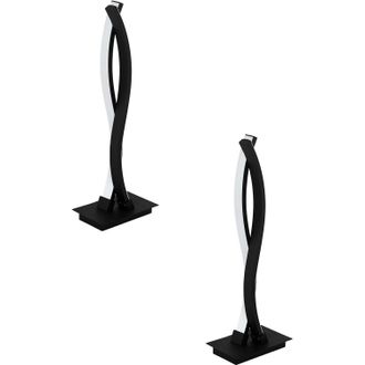 Loops 2 PACK Table Desk Lamp Colour Black Shade White Plastic Bulb LED 10W Included