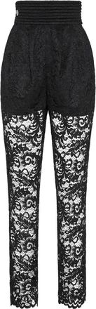 Philipp Plein Lace Loose Broeken - Dames - Slim Fit Broeken - Zwart - M - Polyester - Broeken