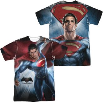 Gildan Batman V Superman Superman Light (Front/Back Print) Short Sleeve Adult Poly Crew Tee / T-Shirt