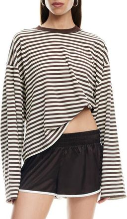 Lioness Bloom Stripe Top in Dark Chocolate Stripe at Nordstrom, Size X-Large