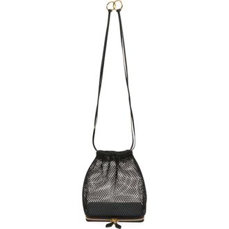 Alaia Le Pochon Fishnet Shoulder Bag in Noir 999 at Nordstrom