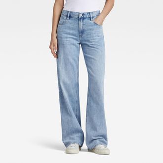 G-Star Weite Jeans G-STAR Jeans Judee Straight, Damen, Gr. 25, L&auml;nge 28, blau (sun faded cloudburst), Denim/Jeans, Obermaterial: 100% Baumwolle, straight fit