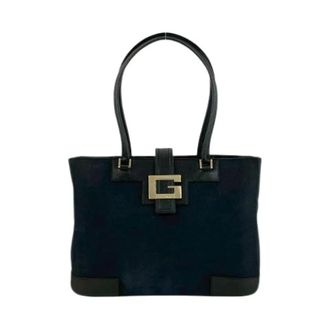 Gucci Pre-owned Tote Bags, female, Black, Size: ONE SIZE Pre-owned Canvas Leather Tote Bag