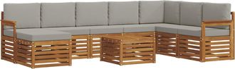 vidaXL Conjunto De Sof&aacute;s De Exterior 9 Uds. Gris Natural Y Claro Vidaxl