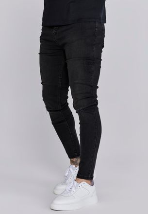 Siksilk Hombres Denim Lavado Negro 30