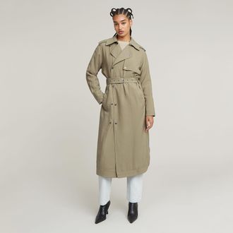 G-Star Fluid Trenchcoat - Groen - Dames