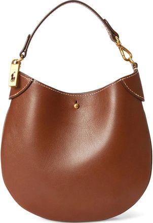 Polo Ralph Lauren Borsa a spalla in pelle con applicazione Pony - Marrone