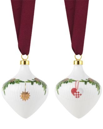 ROYAL COPENHAGEN 2Pc Star Fluted Christmas Ornament Set