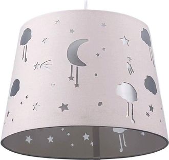 Relaxdays Relaxdays Childrens Pendant Light, Evening Sky, HxD: 119 x 27 cm, Ceiling Lamp for Boys & Girls, Kids Light, Pink
