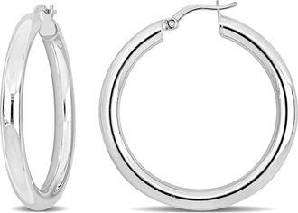 Mimi & Max 37x4mm Hoop Earrings in Sterling Silver