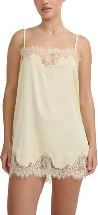 Kat The Label Olivia Lace Trim Slip Chemise in Limoncello at Nordstrom, Size Xx-Large