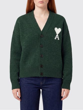 Ami Cardigan in lana di alpaca con scollo a V e logo jacquard