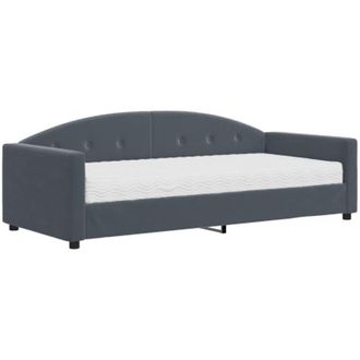 vidaXL Sof&aacute; Cama Con Colch&oacute;n Terciopelo Gris Oscuro 90x190 Cm Vidaxl