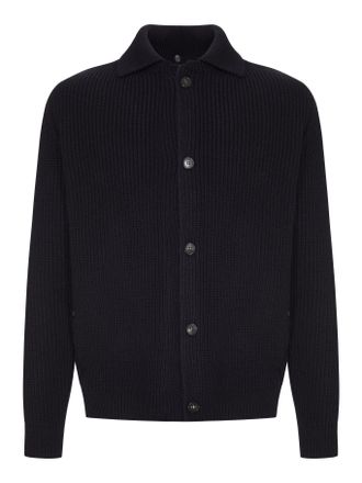 Zanone RIBBED KNIT CARDIGAN WITH COLLAR AND BUTTONS - Zanone - Man