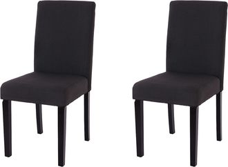 Hhg Lote De 2 Sillas De Comedor Silla De Cocina Littau, Textil, Negro, Patas Oscuras