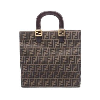 Fendi Pre-owned Handbags, female, Brown, Size: ONE SIZE Pre-owned Zucca Canvas Leather Tote Bag