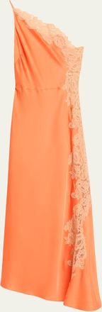 A.L.C. Lou Lace-Embroidered One-Shoulder Slip Dress
