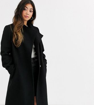 Asos Petite ASOS DESIGN Petite - Cappotto elegante a portafoglio nero