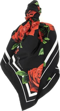 Dolce & Gabbana Foulard Carr&eacute; en Soie Imprim&eacute; Rose - - Accessories - Donna - Multicolore - ONE SIZE
