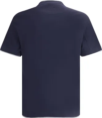 Brunello Cucinelli Mens Cotton T-Shirt Cobalto+grigio Medio T-Shirts And Polos