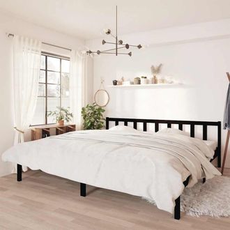 vidaXL Estructura De Cama Sin Colch&oacute;n Madera Maciza Negro 200x200 Cm Vidaxl