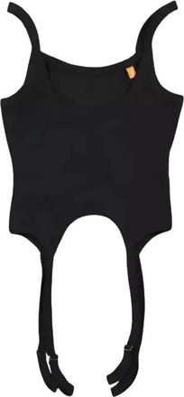 Heron Preston Zwarte Gestreepte Crop Top - Dames - Tops zonder mouwen - Zwart - XS - Katoen - Tops
