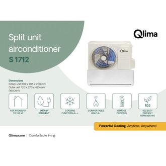 Qlima Aire Acondicionado Split - S1712 12.000 Btu (3,9 Kw) Inverter Clase A++/a+ Wi-fi - Qlima