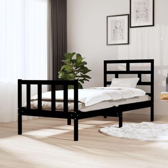 vidaXL Estructura De Cama Madera Maciza De Pino Negro 75x190 Cm Vidaxl