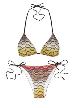 Missoni Patterned Metallic-knit Bikini - Black - 46 (UK14 / L)