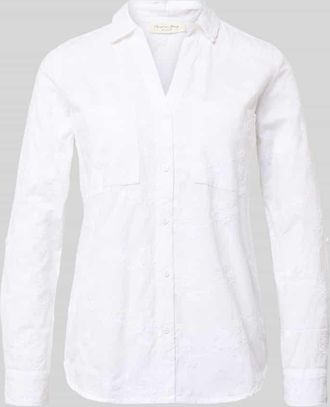 Christian Berg Regular Fit Hemdbluse mit floralem Allover-Stitching in Weiss, Gr&ouml;&szlig;e 34