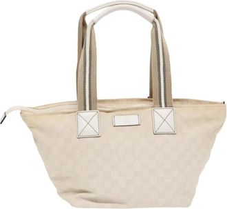 Gucci Pre-owned Tote Bags, female, Beige, Size: ONE SIZE Pre-owned Vintage GG Monogram Canvas Tote Bag