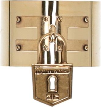 Elisabetta Franchi Polished Brass Cuff Bracelet With Distinctive Padlock Charm