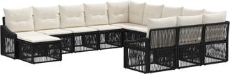 vidaXL Conjunto De Sof&aacute;s De Jard&iacute;n 12 Uds. Negro Rat&aacute;n Sint&eacute;tico Vidaxl