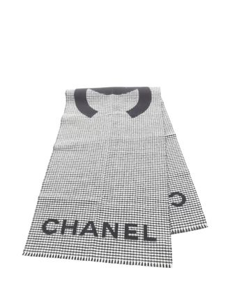 Chanel Sciarpa CC con motivo pied-de-poule 1986-1988 - Nero